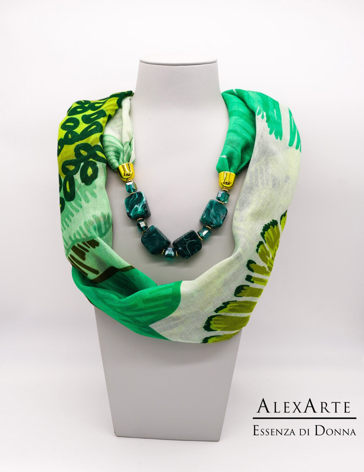 Foulard Gioiello Alexarte in cotone con inserto fisso
