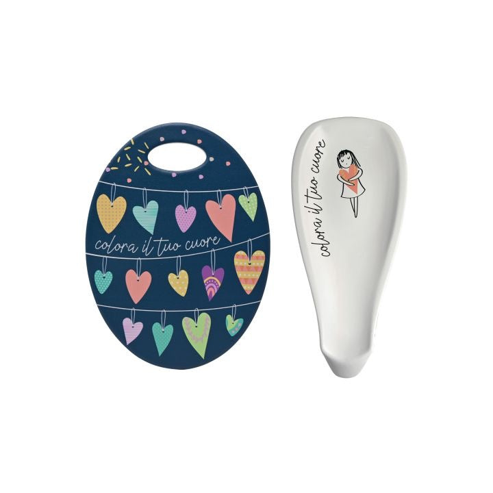 Poggiamestolo in porcellana con sottopentola in ceramica