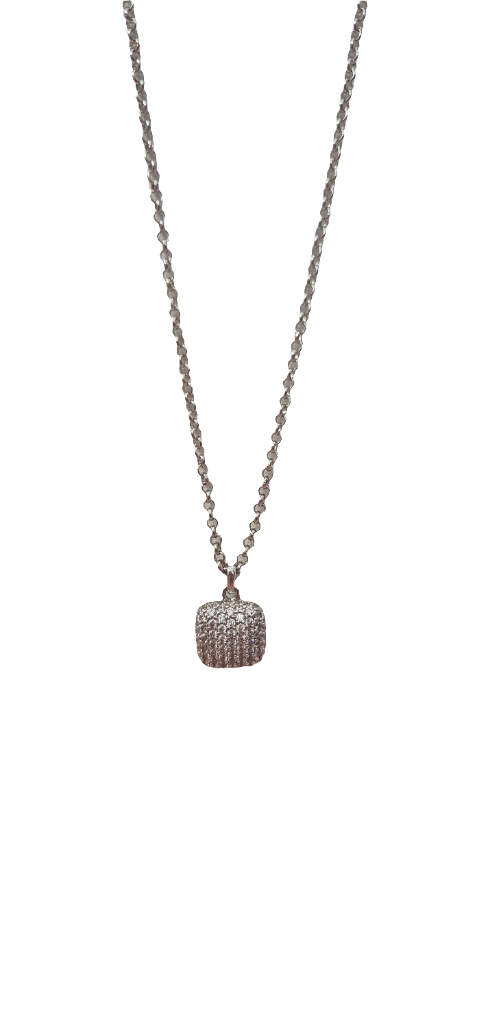 Collana Pendente Pavè Quadrato con zirconi Bronzallure