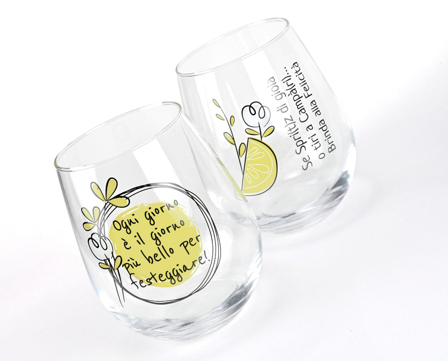Set 6 bicchieri in vetro decoro "Ogni giorno" Wald