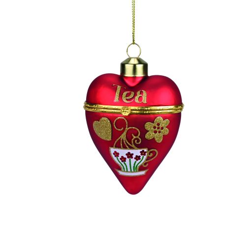 Cuore Rosso Vetro Natale con Pergamena - Scatolina Regalo Wald
