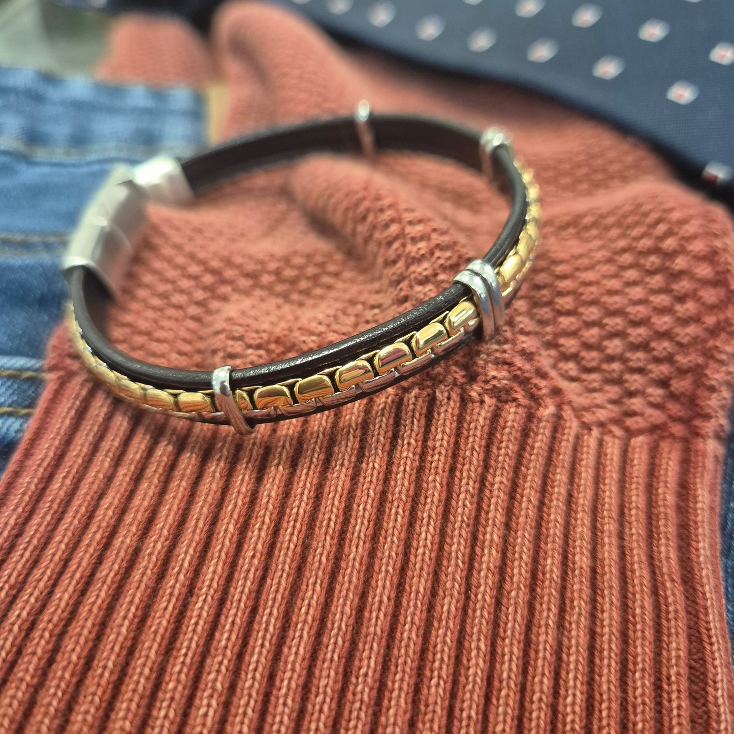 Bracciale Brio acciaio e cuoio De Santis