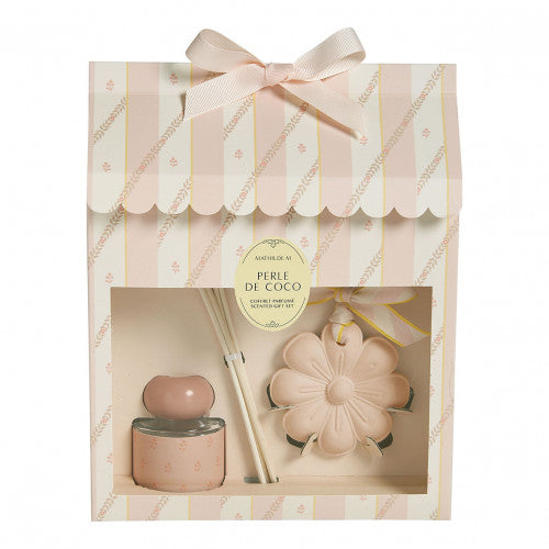 Set diffusore 40ml con fiore in pasta di gesso Perle de Coco