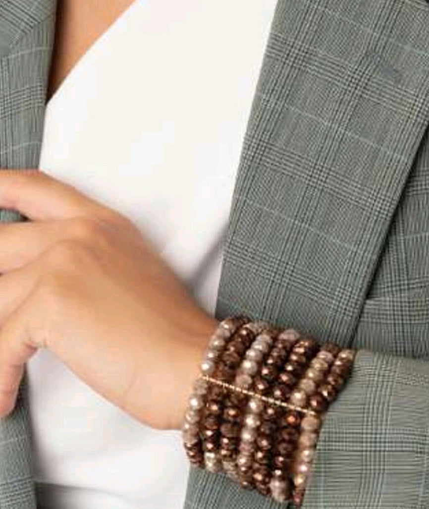 BRACCIALE ELASTICO MULTIFILO CON MICROCRISTALLI BRONZO