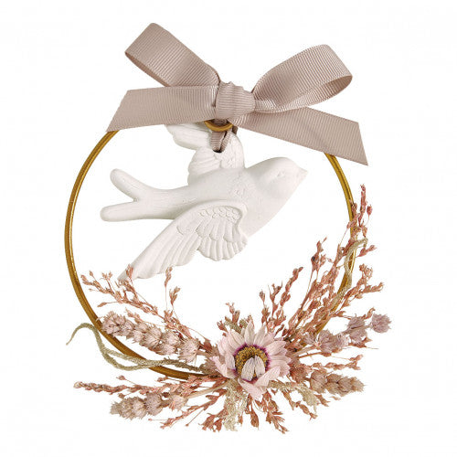 Ghirlanda floreale con colomba profumata-Mimose Joli