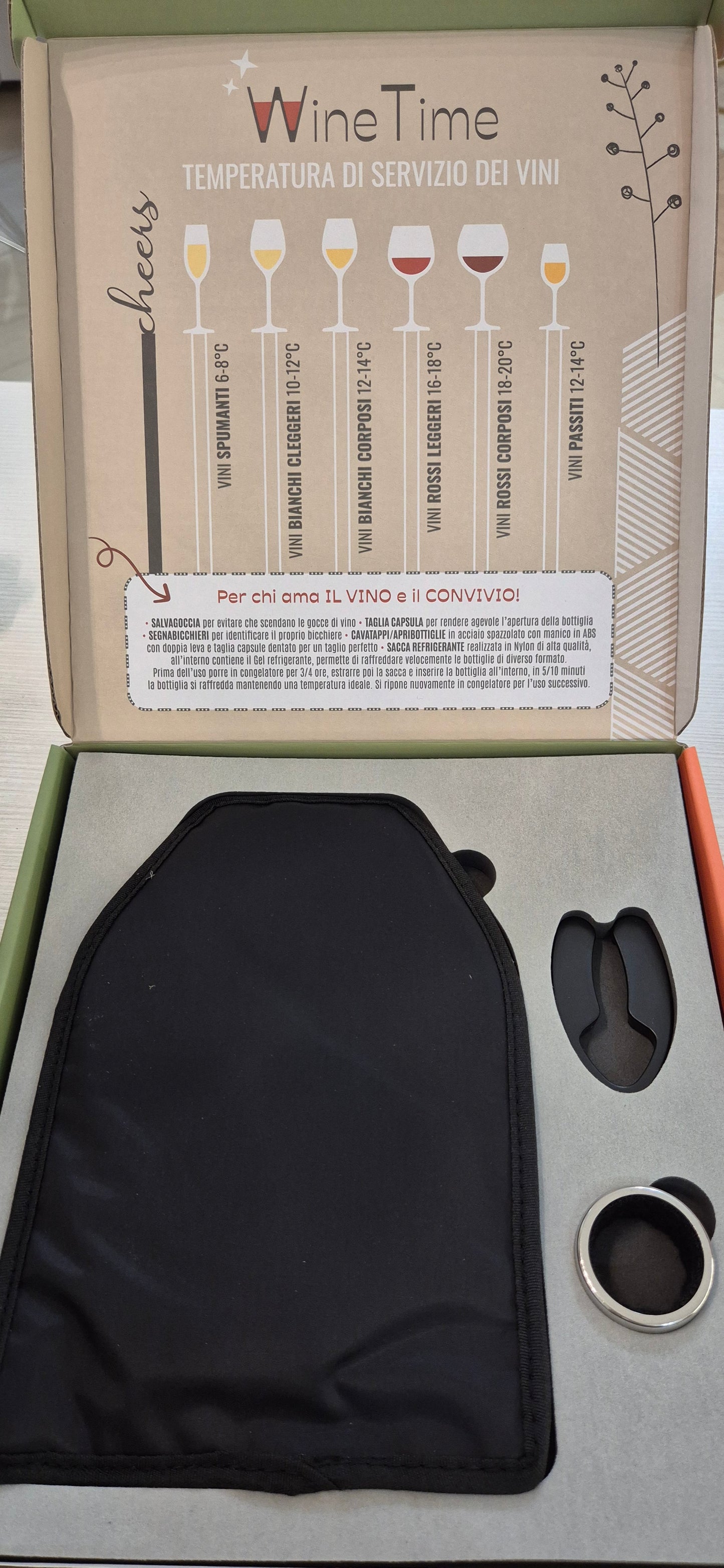 Set sscca refrigerante, con salvagoccia e tagliacapsula