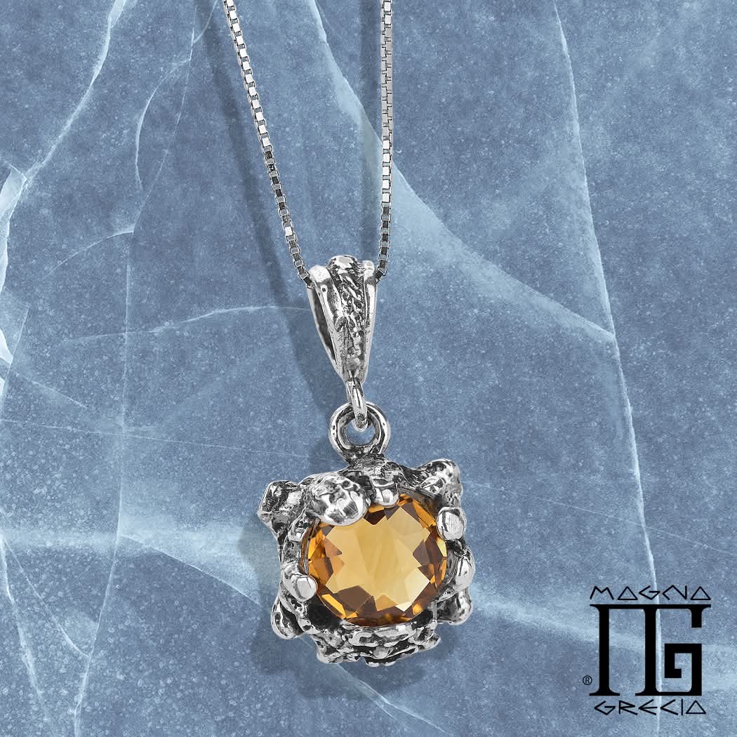 Pendente Artemis Magna Grecia - Argento 925 con Topazio Giallo