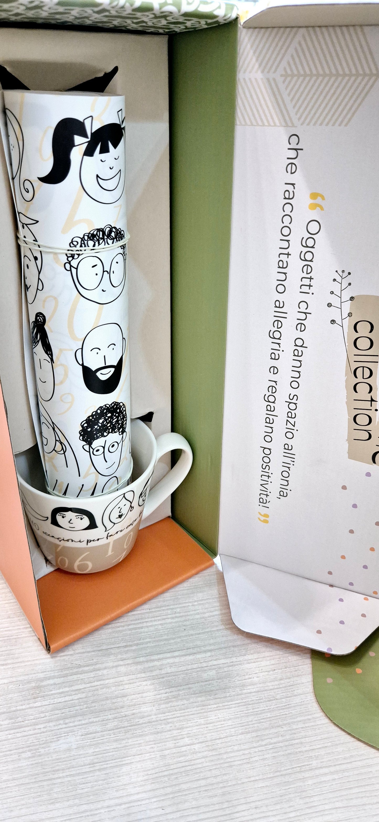 Set tazza colazione in porcellana con tovaglietta plastificata Wald
