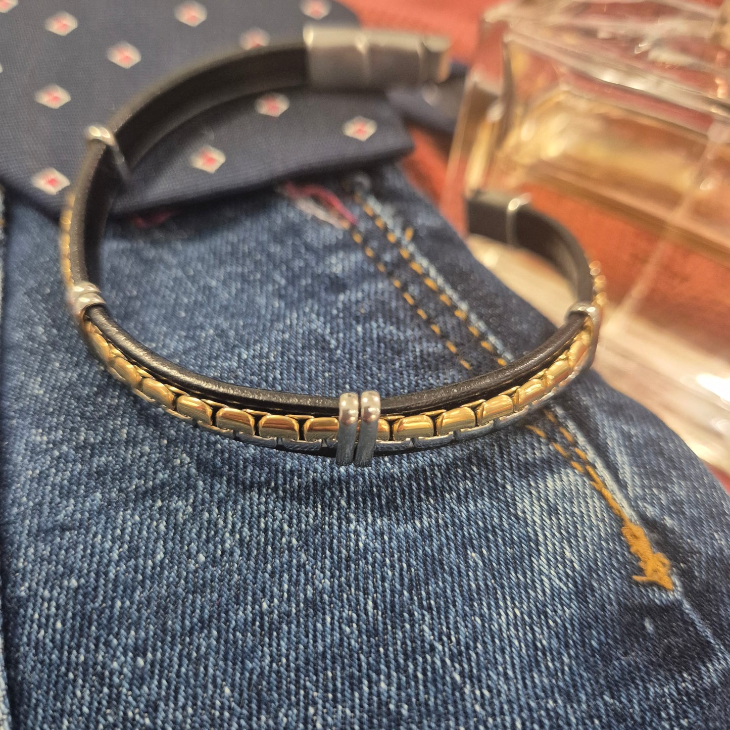 Bracciale Brio acciaio e cuoio De Santis