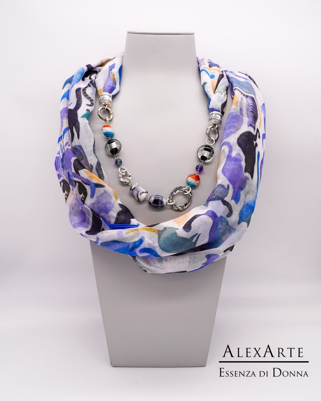 Foulard gioiello Alexarte in cotone con bracciale removibile