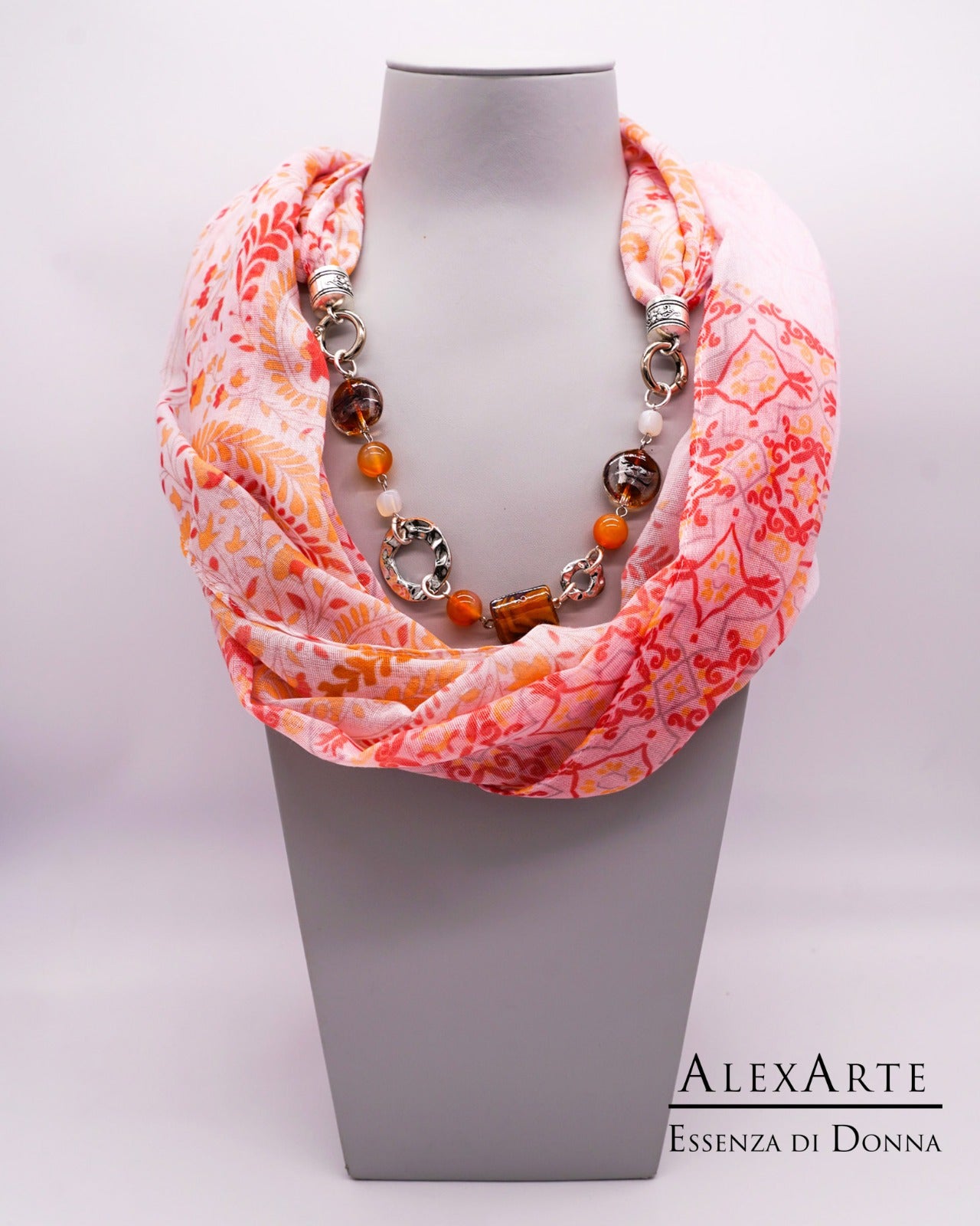 Foulard gioiello Alexarte in cotone con bracciale removibile