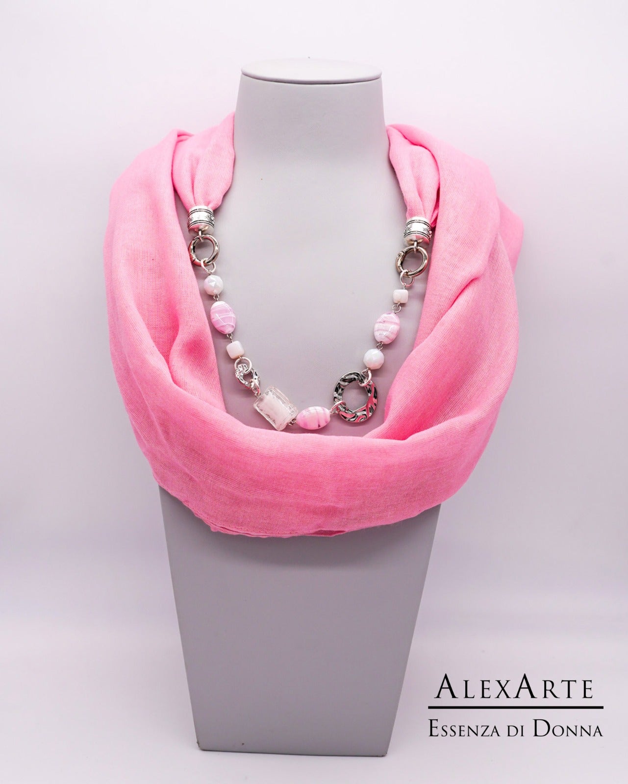 Foulard gioiello Alexarte in cotone con bracciale removibile