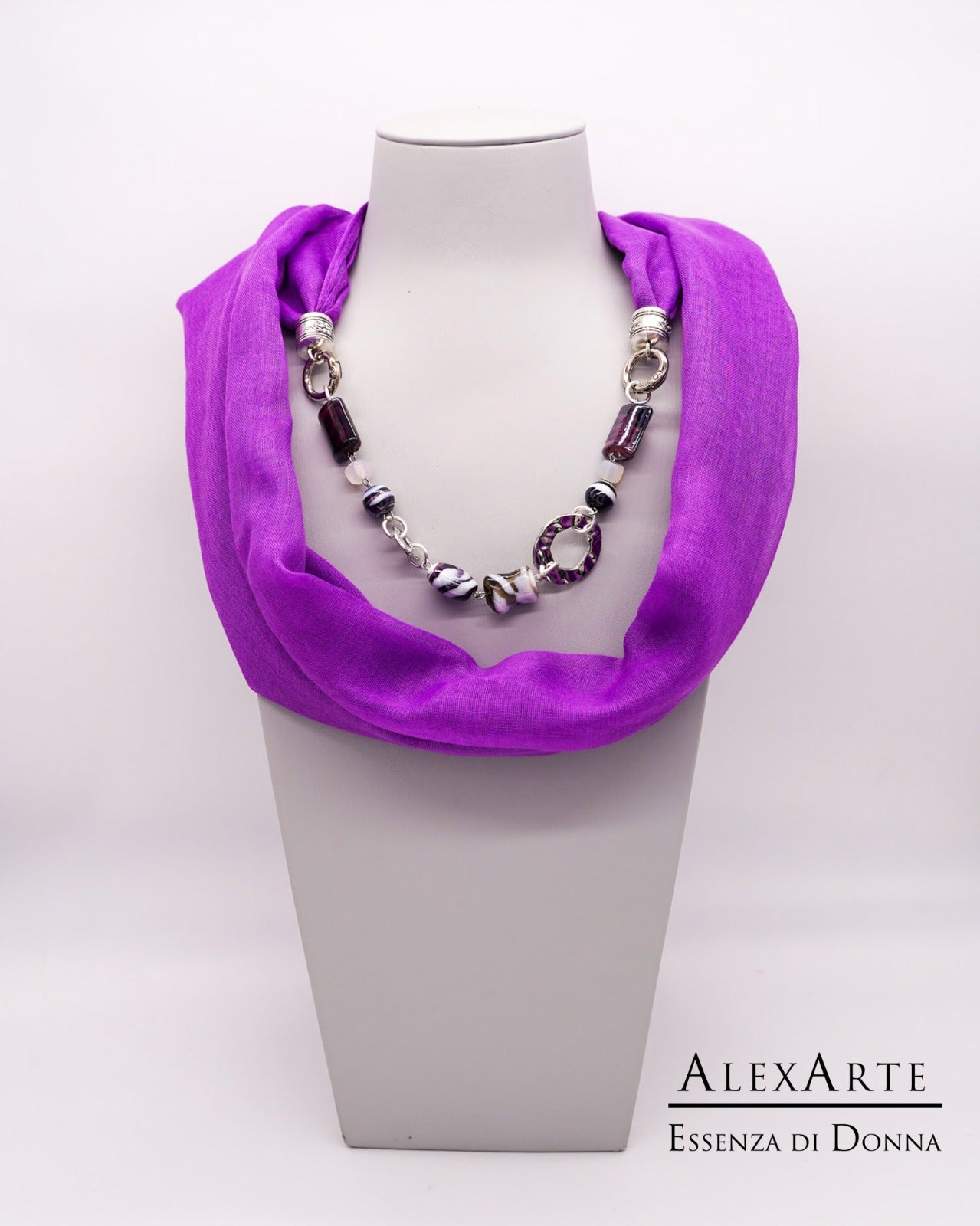 Foulard gioiello Alexarte in cotone con bracciale removibile