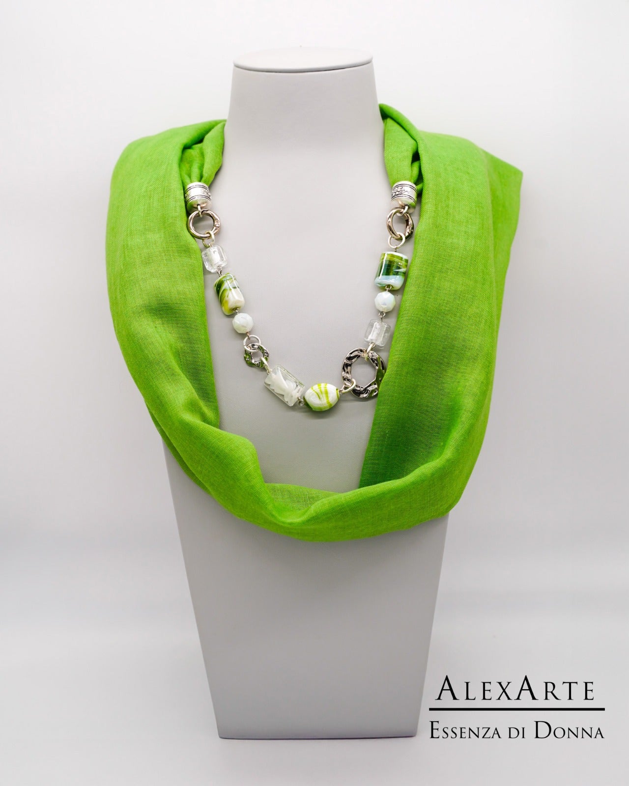 Foulard gioiello Alexarte in cotone con bracciale removibile