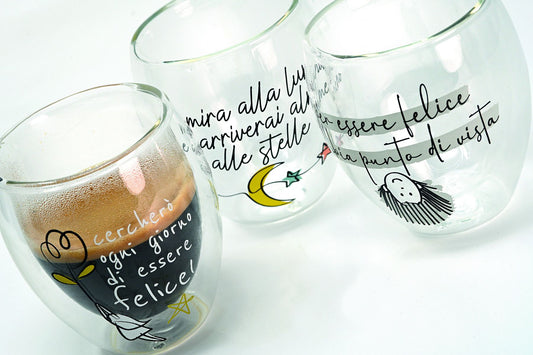 Set due bicchierini in vetro borosilicato decoro "natural" Wald