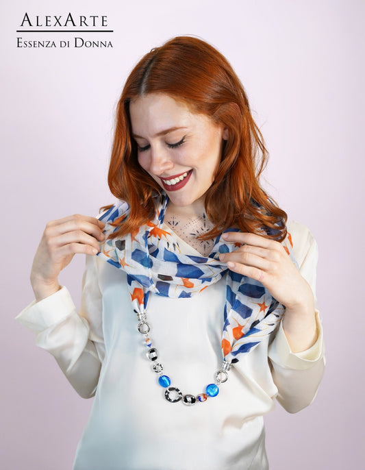 Foulard gioiello Alexarte in cotone con bracciale removibile