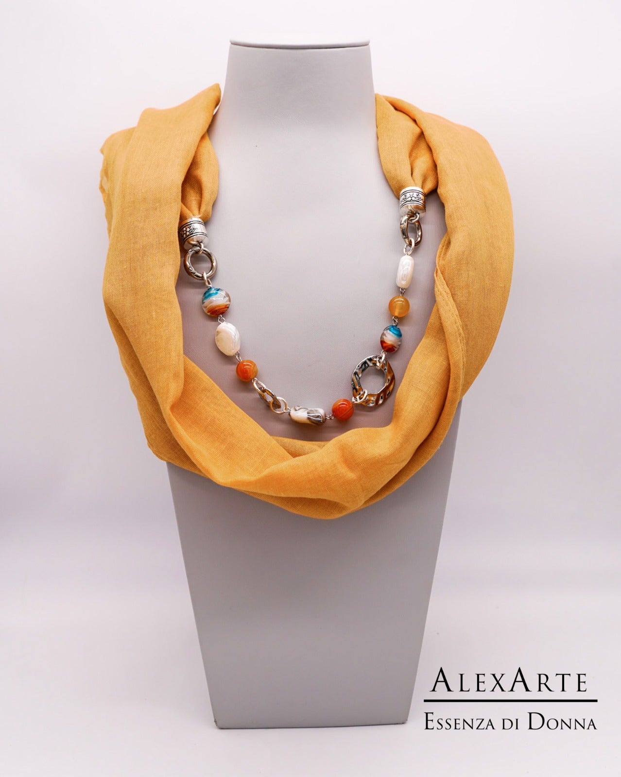 Foulard gioiello Alexarte in cotone con bracciale removibile