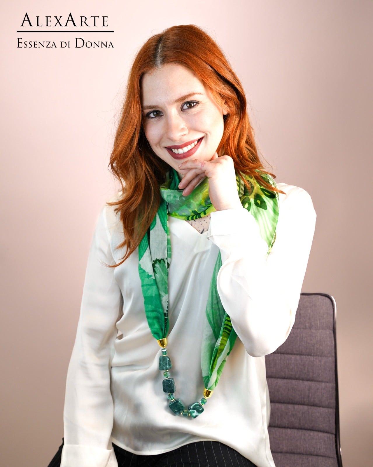 Foulard Gioiello Alexarte in cotone con inserto fisso