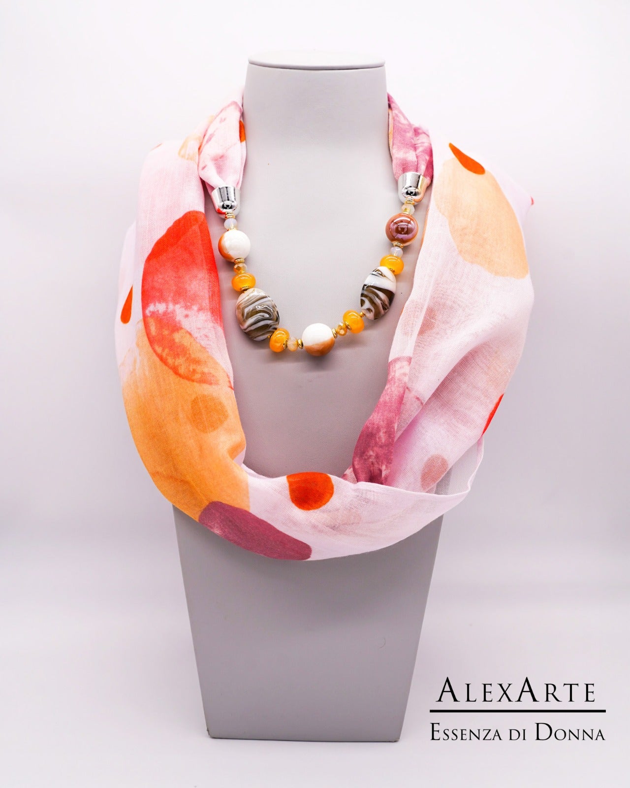 Foulard Gioiello Alexarte in cotone con inserto fisso