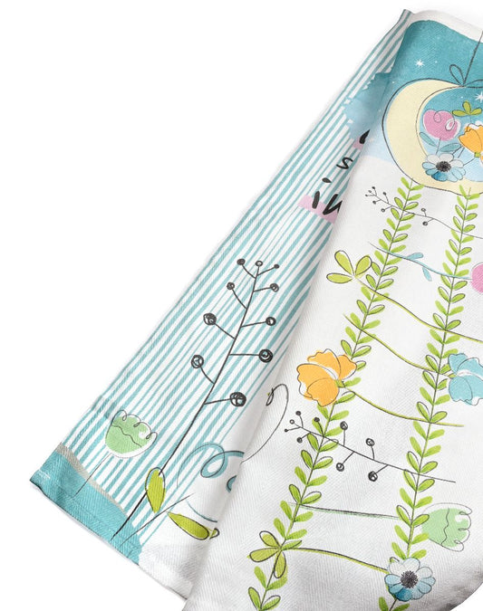 Set 2 strofinacci 100% cotone decoro primavera+chi sogna