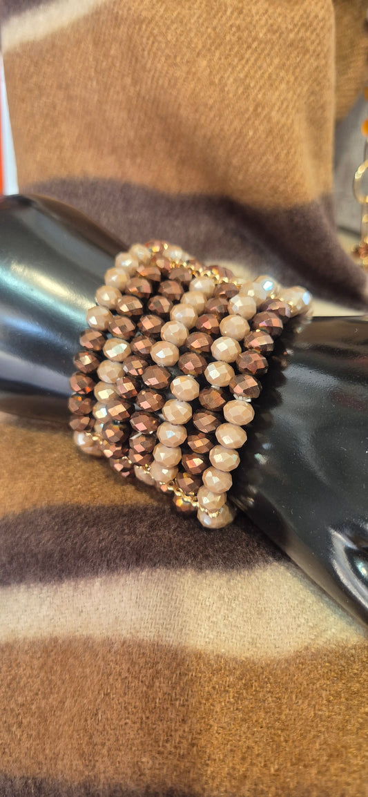 BRACCIALE ELASTICO MULTIFILO CON MICROCRISTALLI BRONZO