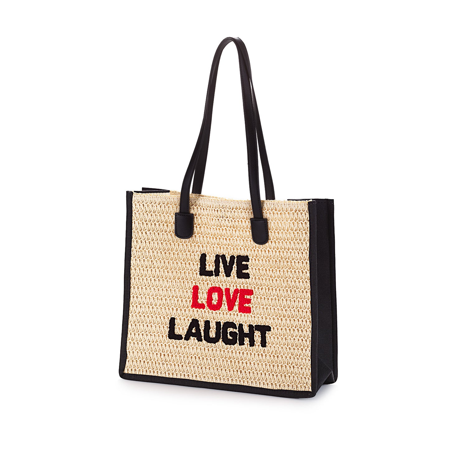 Borsa "Live, Love, Laugh" – Shopper in rattan