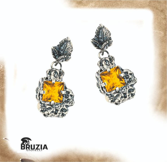 Orecchini Bruzia – Argento Brunito e Topazio Giallo | Per Donne che Sanno Chi Sono