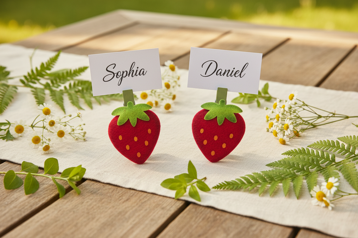 Mollette Fragola Segnaposto – Set 6 pz | Gadget Festa Estiva