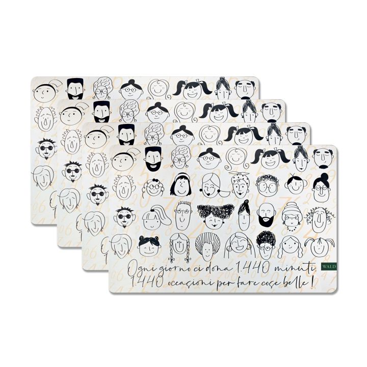 Set 4 pezzi, tovaglietta americana, decoro minimal