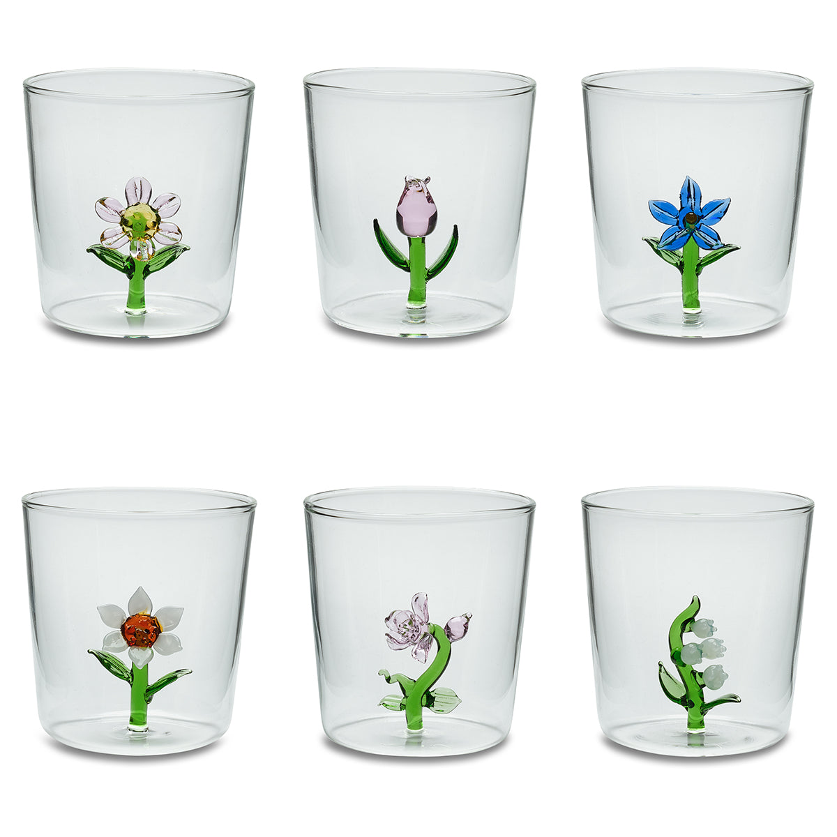 Set 6 bicchieri Flowers Treasure