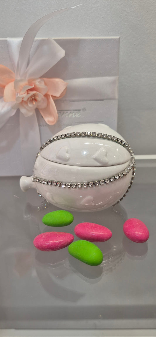 Cofanetto palloncino cuori in ceramica con candela