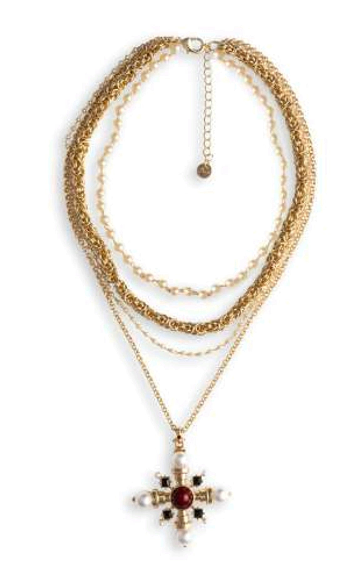 Collana multifilo con pendente a croce