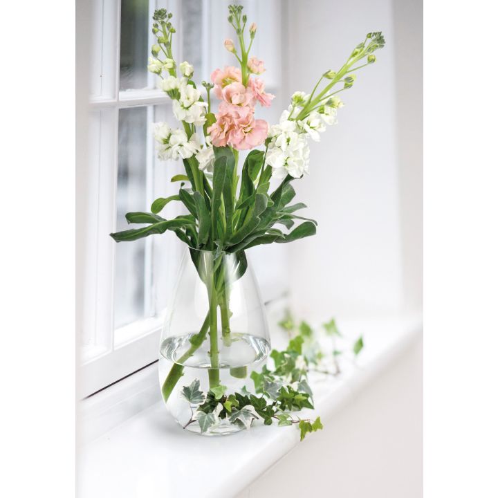 Candeliere Natalizio Vetro Trasparente/Rosso con Abete e Pigne Wald